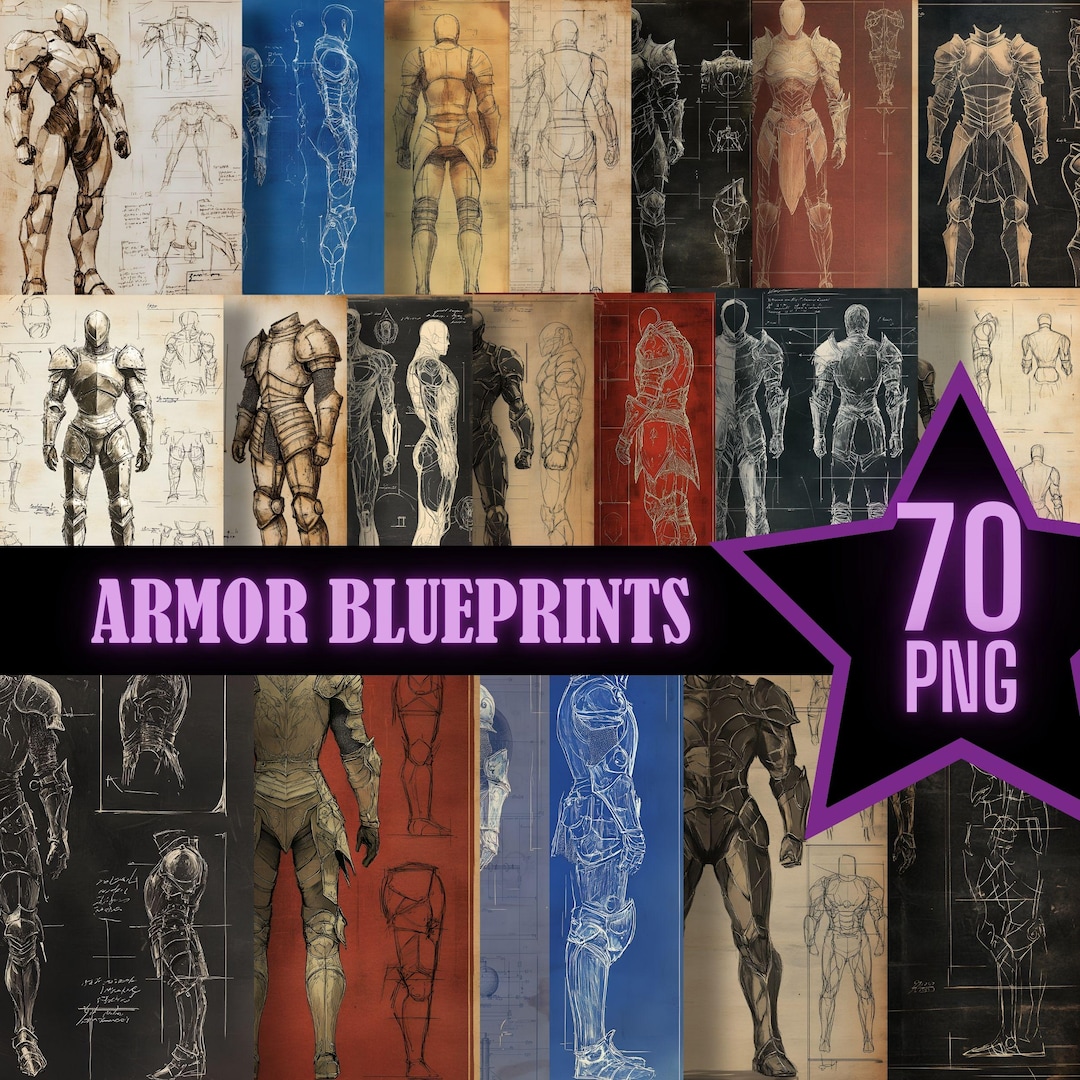Medieval Armor Blueprints Patent Drawings PNG Printable Schematic ...