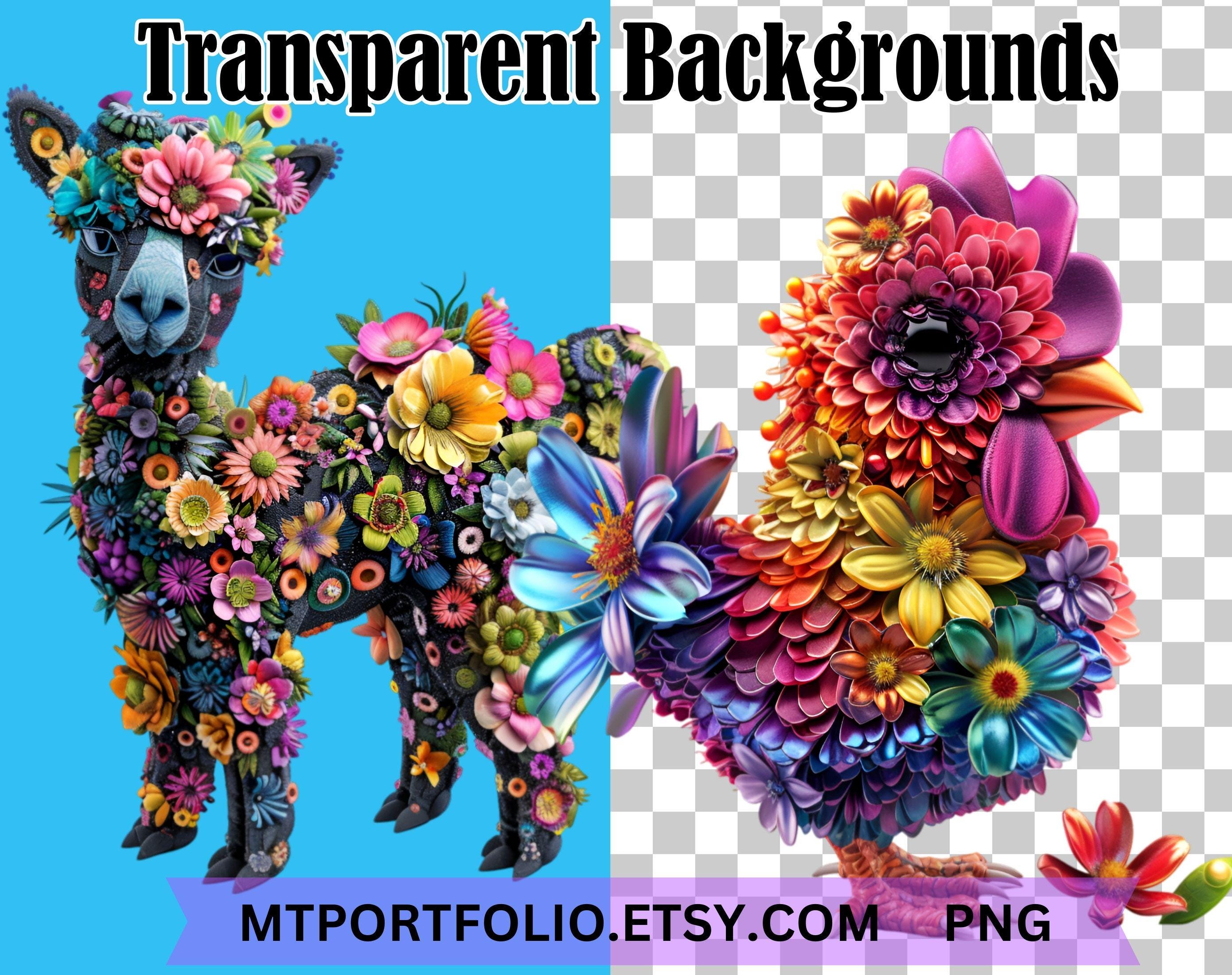 Floral Farm Animals Clipart Floral Cow PNG Graphics Transparent ...