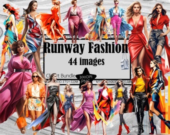 Fashion Model Clipart Runway Model PNG Couture Clipart Bundle Sublimation Elegant Fashion PNG Woman Girl Model Clip Art Plus Size Diva