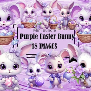 Lila Osterhase Pastell Rosa Eier Korb Clipart Grafiken Sublimation Bundle Junk Journal Scrapbook Datei Transparent Download
