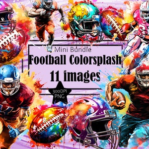 Football americano PNG Clipart e attrezzature Color Spash Paint Drops Sublimazione Bundle Junk Journal Scrapbook PNG Trasparente Download