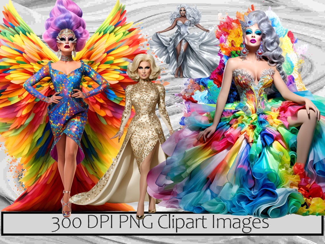 Drag Queen Clipart LGBTQ PNG Drag Show Graphics Glam PNG Clipart Bundle ...