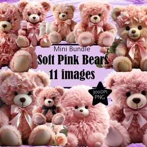 Clipart ours en peluche rose doux pour nouveau bébé usage commercial cadeau baby shower sublimation téléchargement immédiat faire-part de grossesse bébé