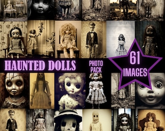 Pages de clipart poupée hantée éphémères fantasmagoriques imprimables bizarreries vintage photos éphémères effrayantes numériques horreur indésirable journal fournitures de scrapbooking