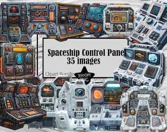Panel de control de ciencia ficción Clipart PNG Interfaz de consola de nave espacial Clipart Descarga digital Sublimación Revista basura Cohete Tablero Clipart