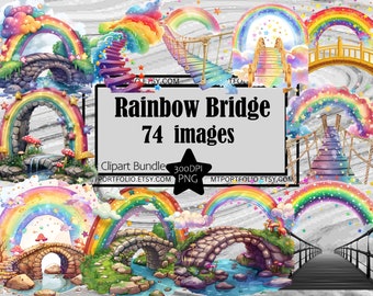 Rainbow Bridge Clipart Memorial PNG Rainbow Arch Clipart Digital download Junk Journal Sublimation Fantasy Rainbow Clipart PNG