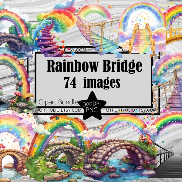 Regenbogen Brücke Clipart Bilderrahmen PNG Druck Download Download Junk Journal Sublimation Fantasy Regenbogen Clipart PNG