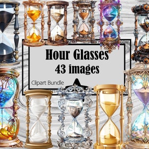 Zandloper clipart vintage klok png digitale download glas tijd stuk PNG clipart bundel commerciële retro zandklok clipart bundel