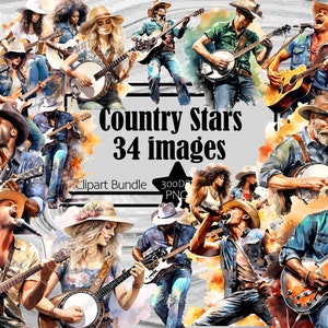 Countrymuziek sterren PNG cowgirls, Rockstars PNG gitaar clipart tiener clipart afbeelding clipart-afbeeldingen commerciële digitale download sublimatie