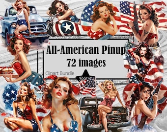 Americana Pinup Girls Clipart Patriot Pinup PNG Spider Bundle PNG Graphics Transparent Commercial Digital Download Sublimation Journal