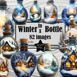 Winter clipart Winter in een fles, SnowGlobe clipartbundel sublimatie blokhut png PNGEgg Clip Wall Art png PNGEgg
