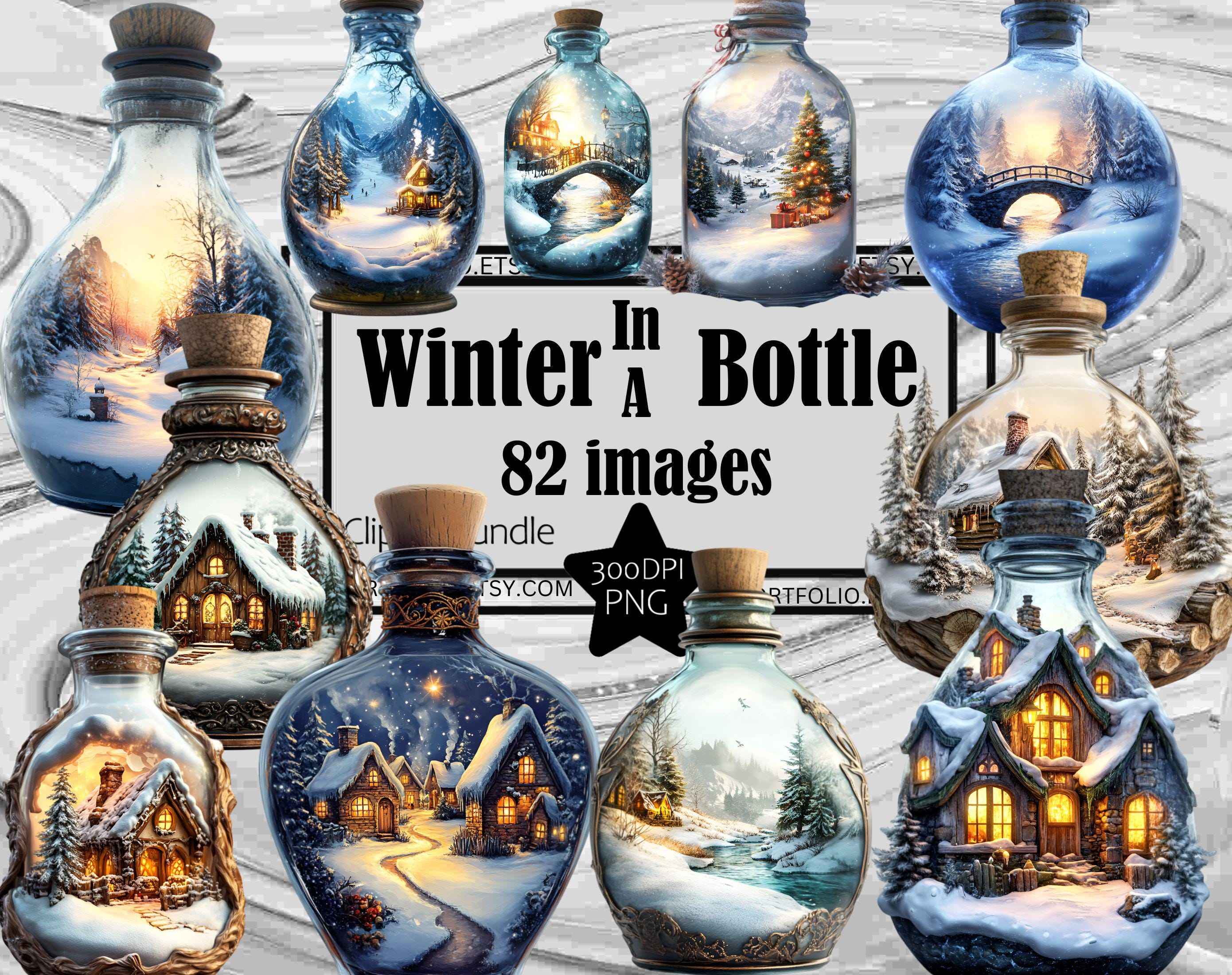 Winter Clipart Winter in a Bottle PNG Snowglobe Clipart Bundle