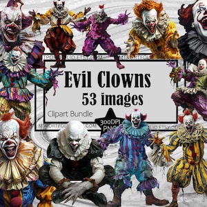 Palhaço Malvado Clipart Palhaço Assustador PNG Pacote Palhaço Zumbi PNG Gráficos Transparentes Uso Comercial Download Digital Sublimação Diário