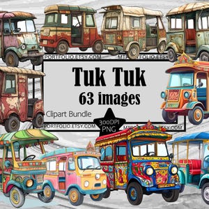 TukTuk Clipart PNG Clásico Gran Ciudad Tránsito Paquete PNG Gráficos Transparente Uso Comercial Descarga Digital Sublimación Tuk TukCart PNG