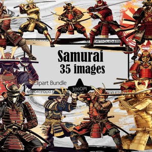 Bundle de cliparts samouraï culture japonaise bushi PNG samouraï guerrier PNG art traditionnel de la sublimation vintage Japon Clipart clipart japonais