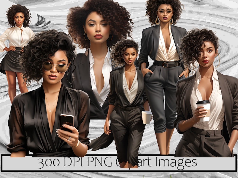 Girl Boss Clipart Fashion Girl Boss Babe Clipart Bundle Boss Lady PNG Black Girl Clipart Paper Crafts Junk Journal Girl Power image 5