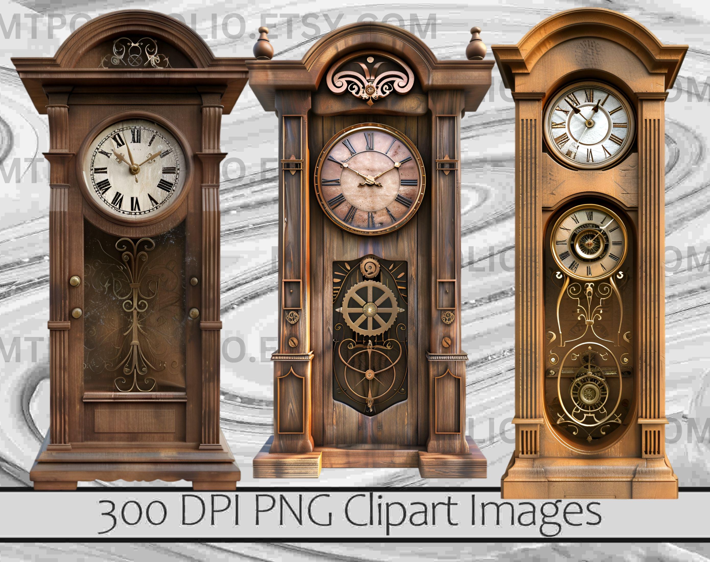 Grandfather Clock Clipart Analog Clock Png Digital Download Vintage Clock  PNG Clipart Bundle Commercial Retro Mechanical Clock Art Bundle - Etsy, image size:2780x2200