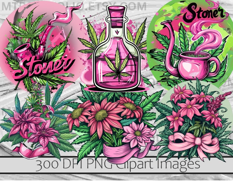 Cannabis Cake Clipart Weed Cupcake PNG Stoner Marijuana Bundle PNG Graphics Transparent Commercial Use Digital Download Sublimation Journal image 4