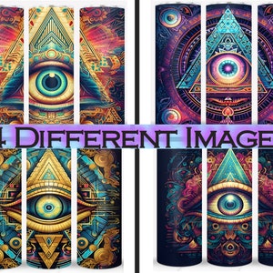 All Seeing Eye Divine Providence 20oz Skinny Tumbler Sublimation Design Digital PNG Wrap Waterslide Download Bundle 4 Pack PNG 300DPI