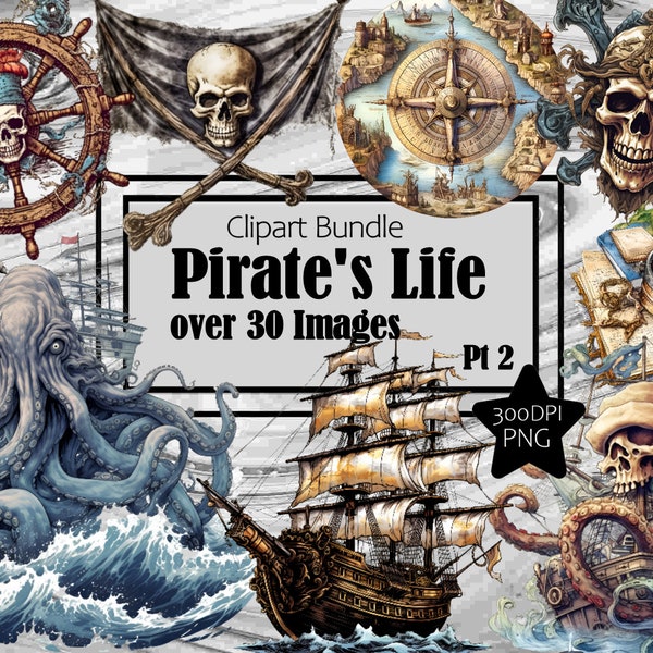 Plus de cartes pirates Treasure Skull Jolly Roger Crossbones Graphics Transparent Commercial License Incl. ~ Journal de sublimation à téléchargement numérique