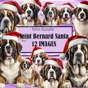 Sint-bernard rode kerstmuts kerstafbeeldingen hond moeder kunst sublimatiebundel ongewenste dagboek plakboek png-bestand transparante download