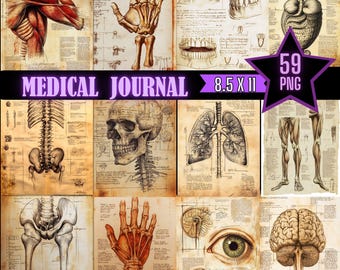 Medical Journal Clipart Pages Vintage Ephemera Printable Vintage Anatomical Photos Digital Creepy Horror Junk Journal Scrapbook Supply