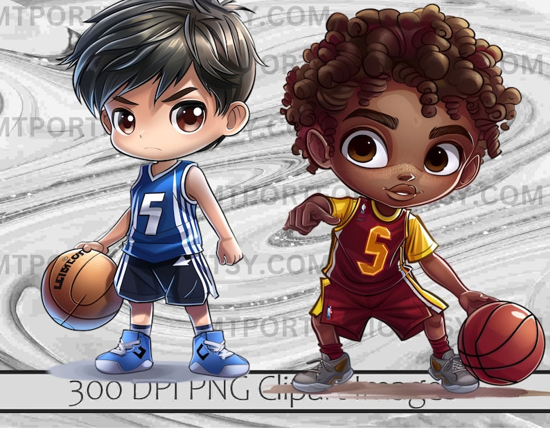 Basketball Clipart Chibi Basketball Player Png Digital Download PNG ...