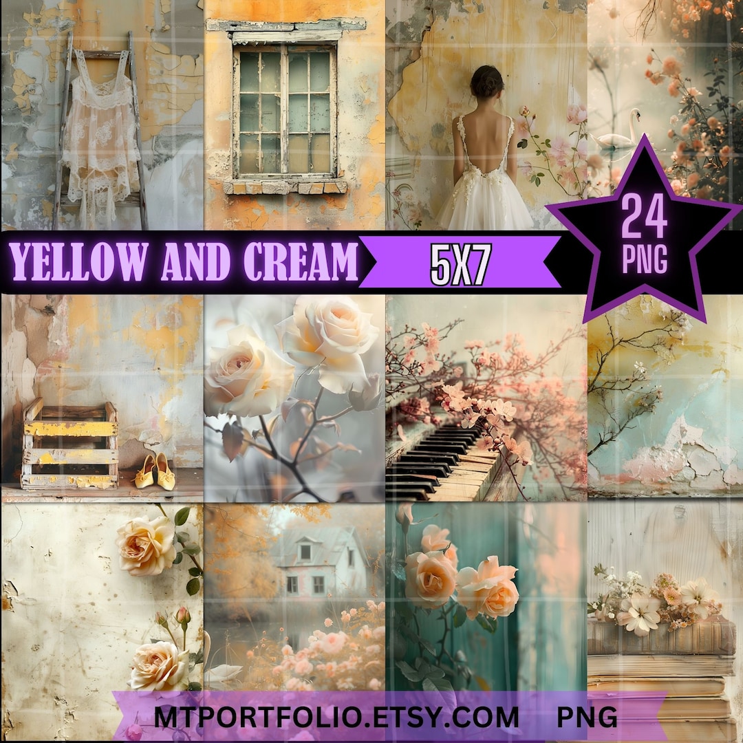 Junk Journal Paper Pastel Yellow Vintage Watercolor Mixed Media Pattern ...