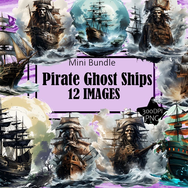 Pirate Ghost Ships Pirates Lore Unmanned Undead Style Art Sublimation Bundle Junk Journal Scrapbook PNG File Transparent Download