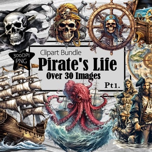 Pirate Maps Treasure Skull Jolly Roger Crossbones Grafiken Transparent Kommerzielle Lizenz Inkl. ~ Digitaler Download Sublimation Junk Journal