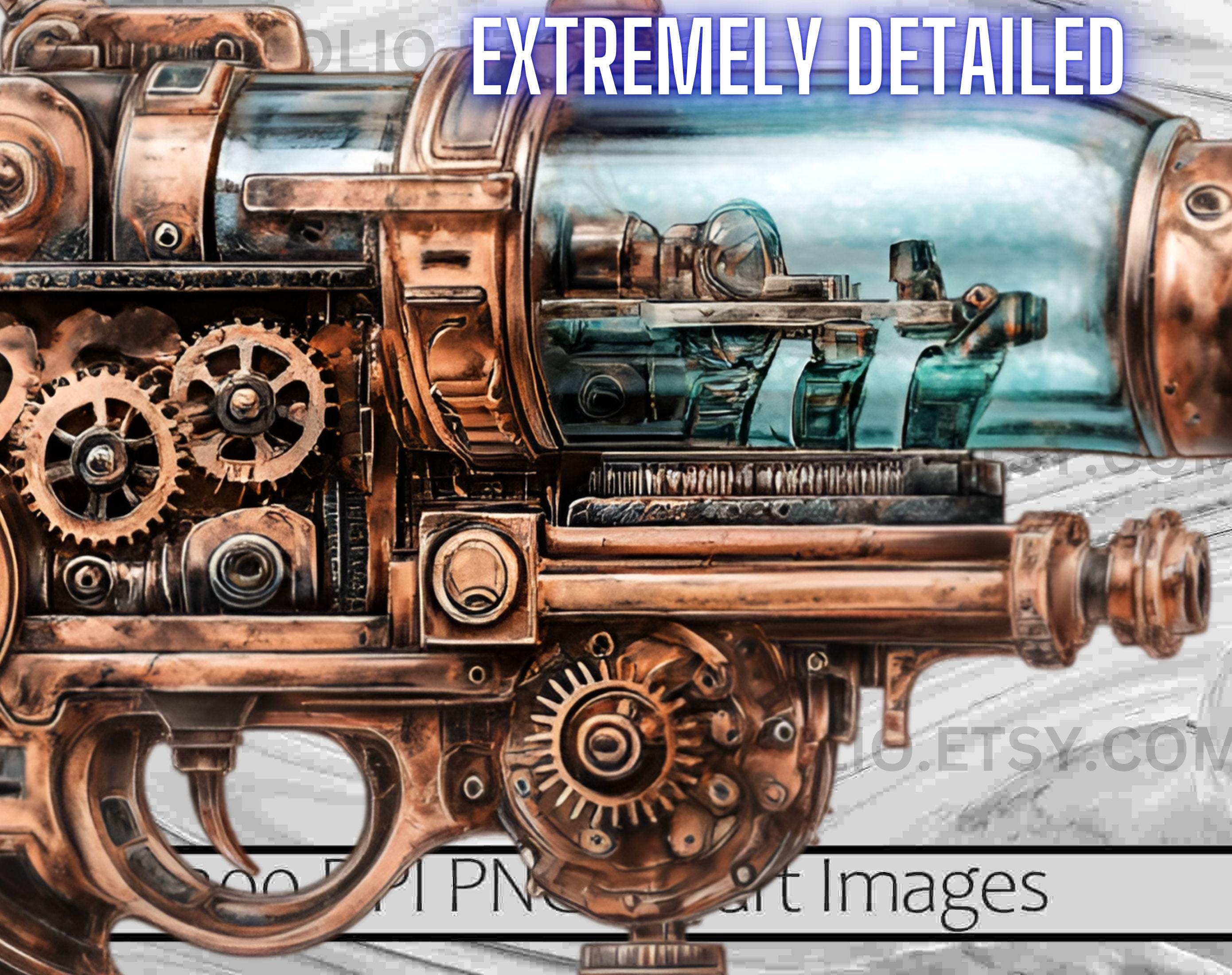 Steampunk Guns Clipart Steampunk Weapon Clipart Brass Gear Graphics ...
