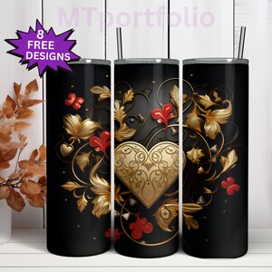 As de Corazones, elegante tarjeta de tiburón, regalo para mujer, vaso delgado 3D de 20 oz, diseño de sublimación de tinta, envoltura digital, tobogán de agua, descarga PNG 300 DPI