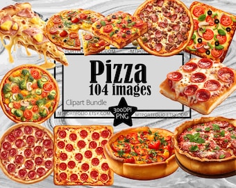 Pizza Clipart Thin Crust Pizza Pie Graphics Deep Dish Pizza Clipart Pepperoni Pizza Slice PNG Sublimation Bundle Menu Journal PNG File