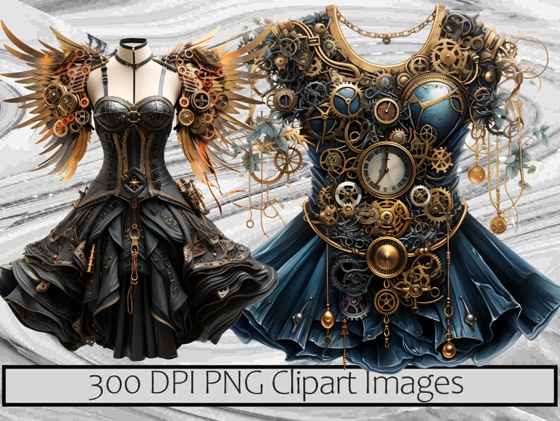 Clockwork Dress Vintage Dress Clipart Steampunk Dress Leather Dress PNG Graphics ...