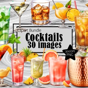 Cocktail - Margarita Mai Tai Pina Colada Martini Paloma Grafica Licenza commerciale trasparente ~Download digitale Sublimazione