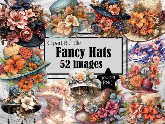Fancy Hats - Elegant Fashion Graphics Commercial License Digital Download Sublimation Junk Journal