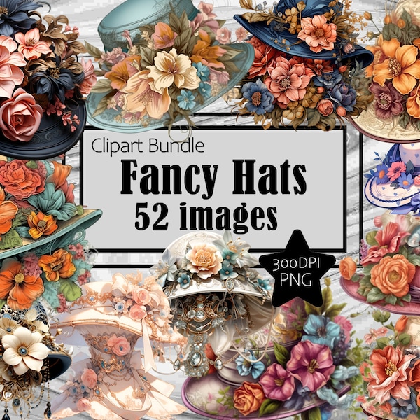 Fancy Hats - Elegant Fashion Graphics Commercial License Digital Download Sublimation Junk Journal