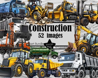 Construction equipment Clipart Steamroller PNG Excavator Graphic Transparent Commercial Digital Download Sublimation Heavy Equipment pt1