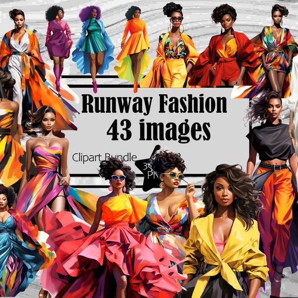 Black Model Clipart Runway Fashion Model PNG Black Queen Clipart Bundle Sublimation Elegant Fashion PNG Black Girl Clip Art Plus Size Diva