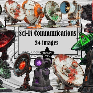 Sci-Fi communicatie clipart PNG schotel array cosplay futuristische clipart digitale download sublimatie ongewenste Journal Science Projector clipart