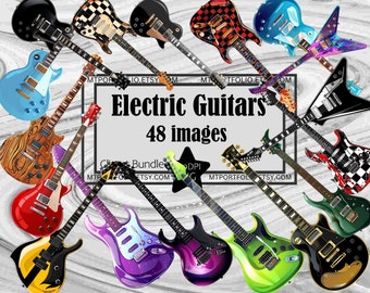 Electric Guitar Clipart Flying V Guitar PNG Bundle Metal Guitar Graphics PNG Rock Guitar Clipart Heavy Metal TShirt Sublimation PNG Wall Art