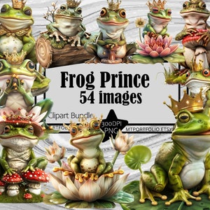 Froschkönig Clipart Royal Frog PNG Bundle Royal Crown Grafiken PNG Märchenfrosch Clipart Frosch TShirt Sublimation PNG Kinderwandkunst