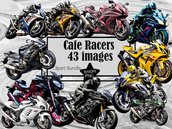 Motorcycle Clipart Sportbike Cafe Racer PNG Bundle PNG Graphic Transparent Commercial Digital Sublimation Junk Journal Japanese MotorBike