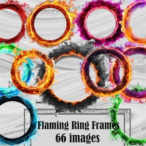 Ring of Fire Frame Clipart Flame Frame PNG Bundle Translucent Background Fire Frame Flaming Graphics Digital Download Commercial Use