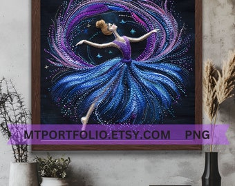 Stitched Cosmic Ballerina Printable Art Galaxy Cosmos Ballet Wall Art Space Stardust Art Cosmic Ballet Dancer Modern Art - Instant Download