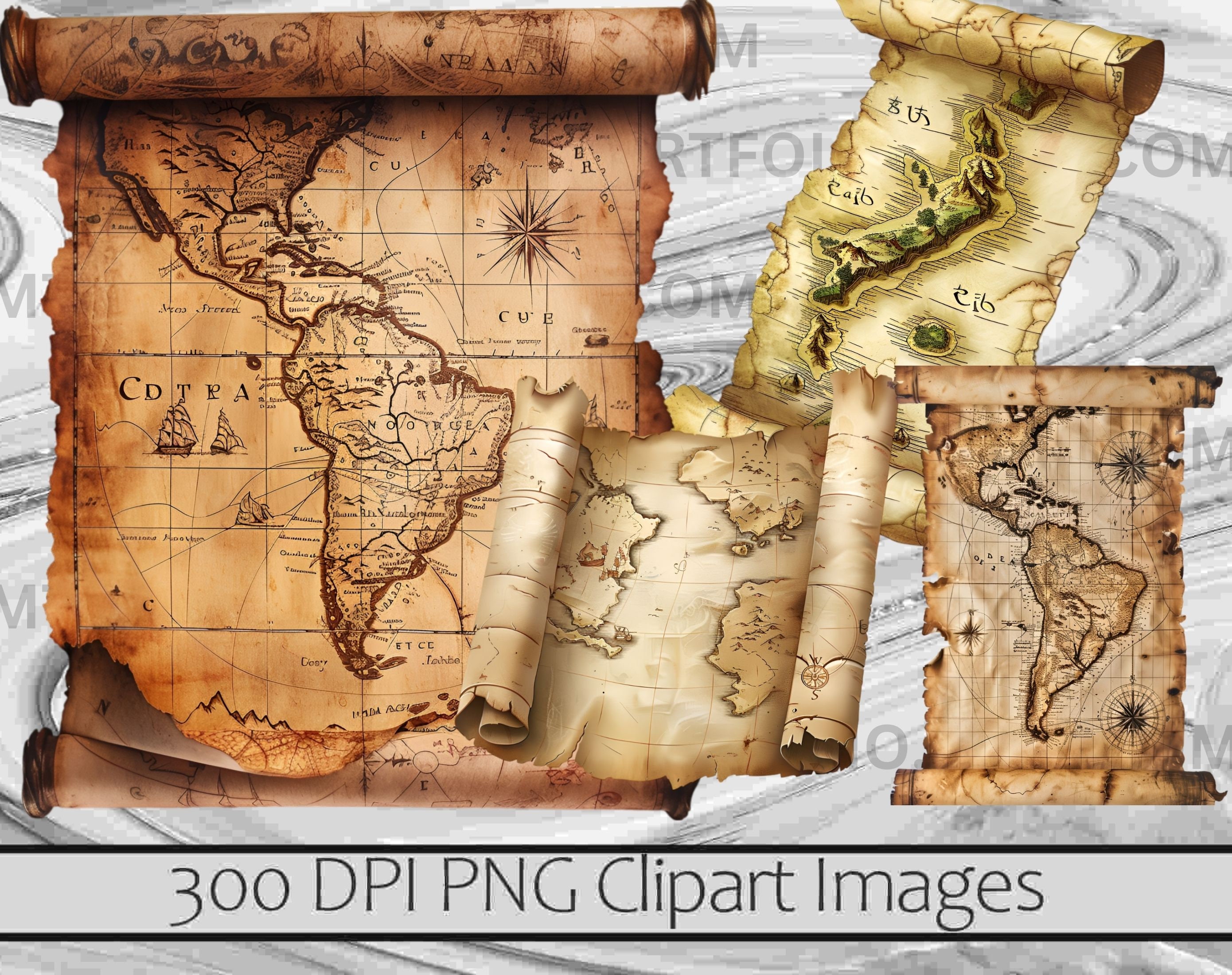 Pirate Maps Clipart Parchment Scrolls Clipart Graphics Treasure Map ...
