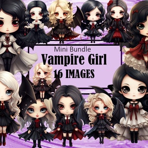 Wampirzyca Dziewczyna Nietoperz Skrzydła Gotycki Wiktoriański Chibi Kawaii Art Clipart Grafika Sublimacja Pakiet Junk Dziennik Scrapbook PNG Przezroczysty Pobierz