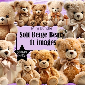 Clipart ours en peluche beige doux pour nouveau bébé usage commercial cadeau baby shower sublimation téléchargement immédiat faire-part de grossesse bébé