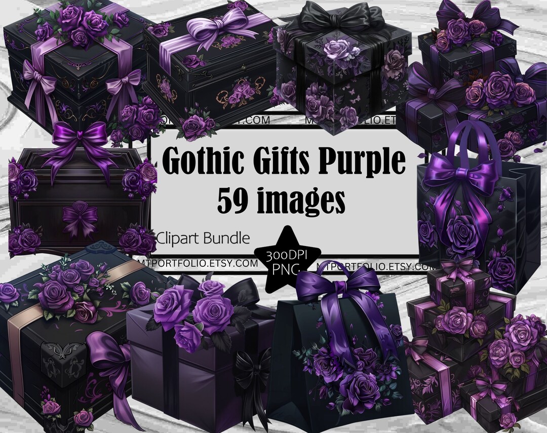 Gothic Gift Clipart Black and Purple Gift Boxes PNG Bundle Black Gothic Gift Clipart Black and Purple Gift Boxes PNG Bundle Black