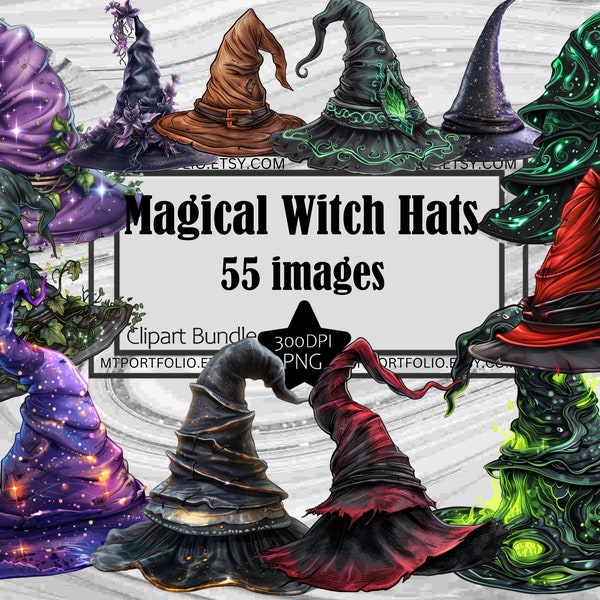 Witch Hat Clipart Spooky Costume Hat Witch Cosplay Hat PNG Graphic Bundle Junk Journal Digital Download Commercial License Purple Hat PNG